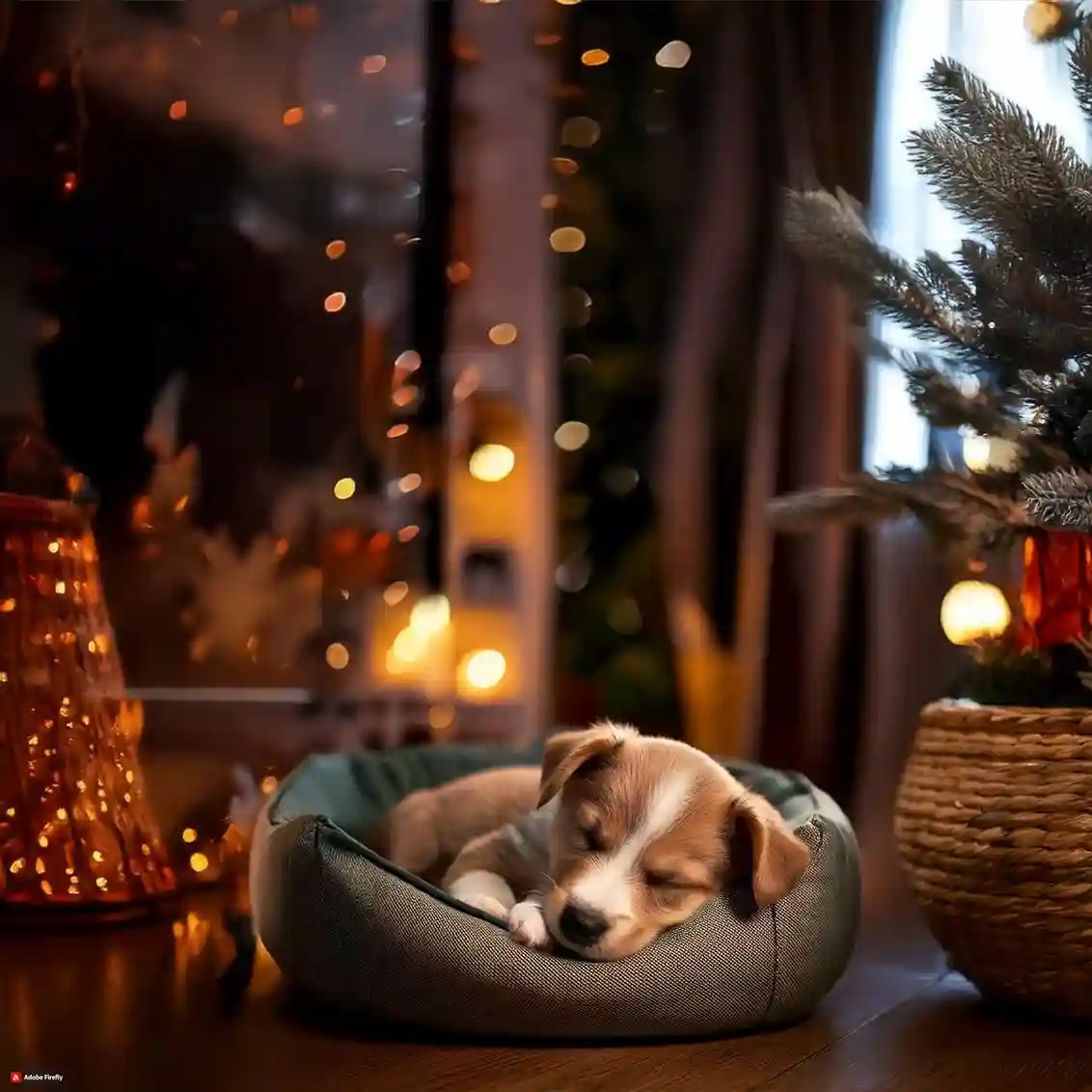 cachorro durmiendo en su cama