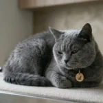 Gato inusualmente quieto una señal sutil de enfermedad felina. La imagen muestra al gato sentado y una expresión seria.